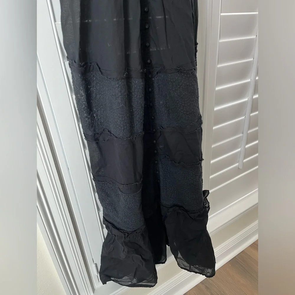 Free People Intimately Isabella Button Front Tiered Lace Maxi Slip Dress XS - Picture 13 of 13